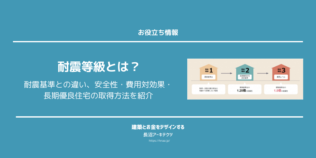 耐震等級とは 耐震基準との違い 安全性 費用対効果 長期優良住宅の取得方法を紹介 東京新宿のfp 設計事務所 建築家の長沼アーキテクツ